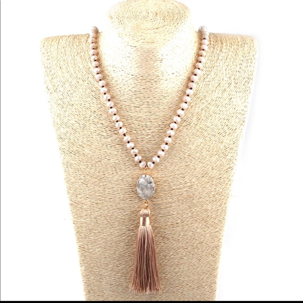 💠 Boho Crystal Glass Knotted Druzy Stone Tassel